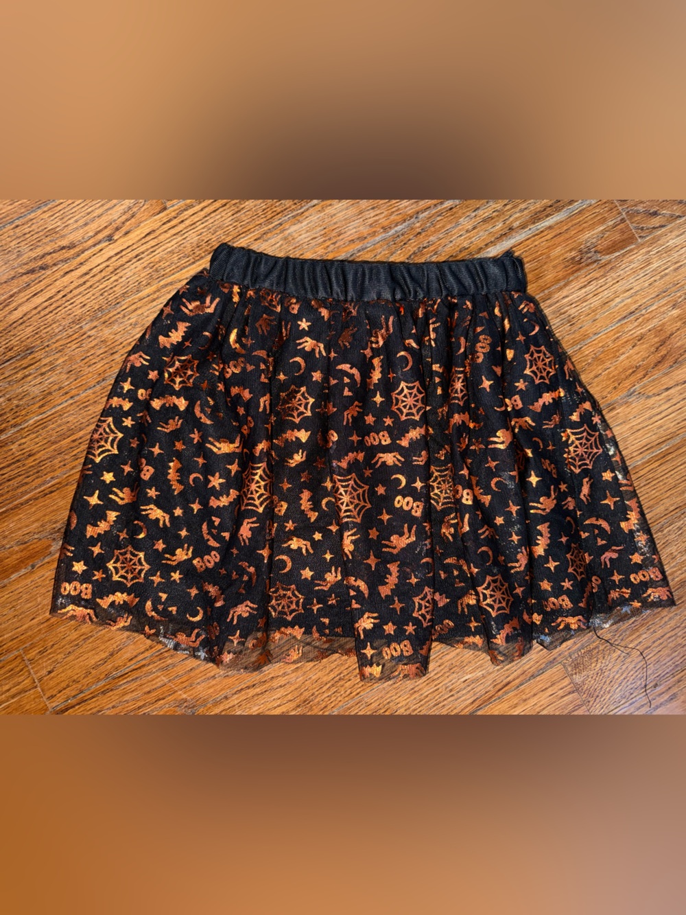 Girls Black and Orange Halloween Skirt